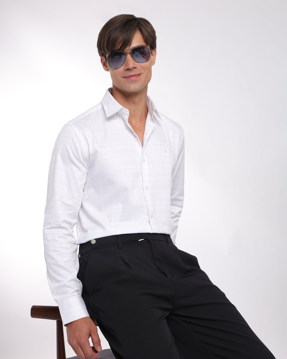 White Checks Classic Fit Shirt