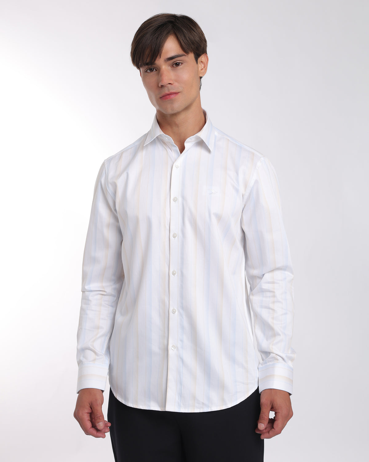 Ivory Striped Classic Fit Shirt