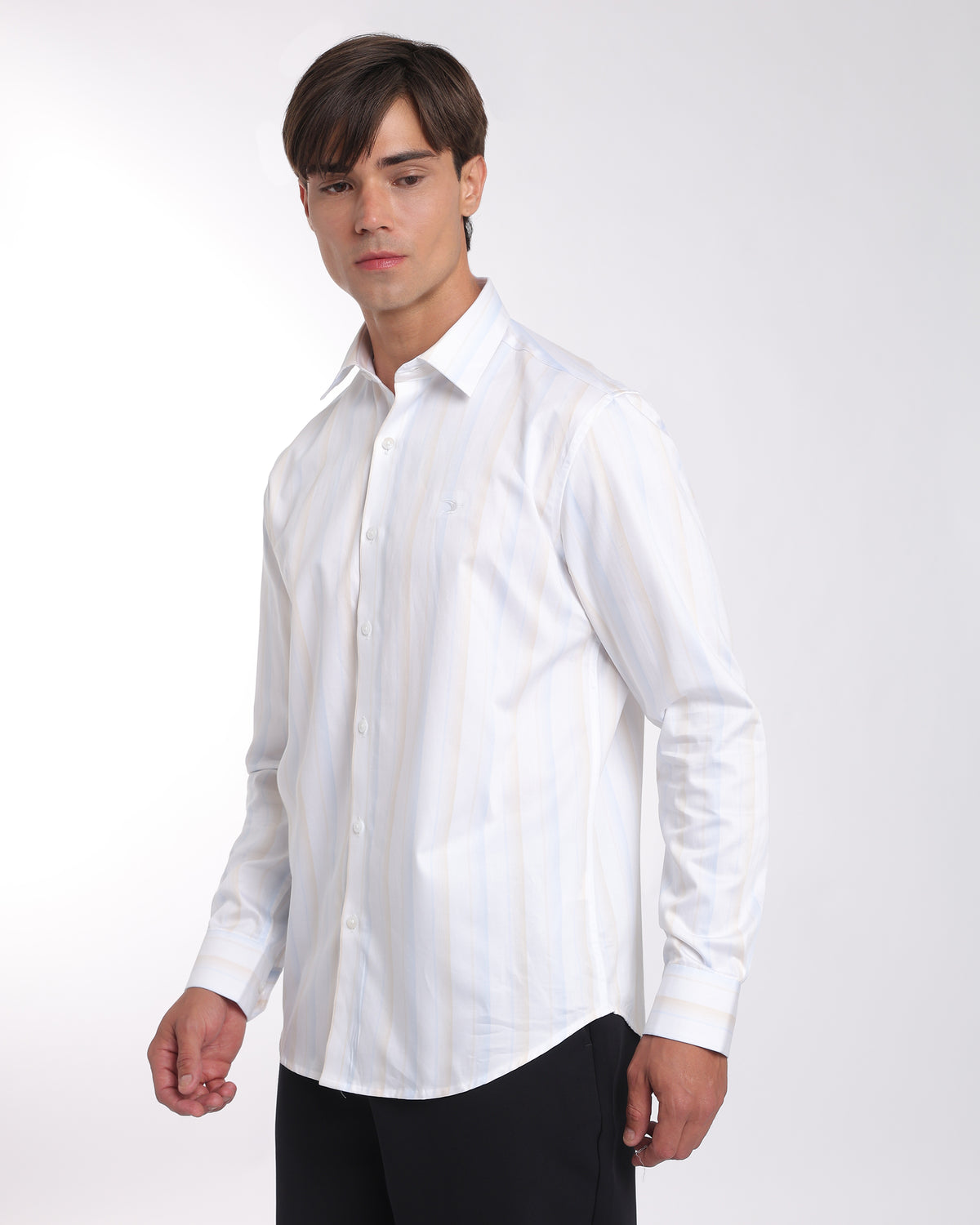 Ivory Striped Classic Fit Shirt