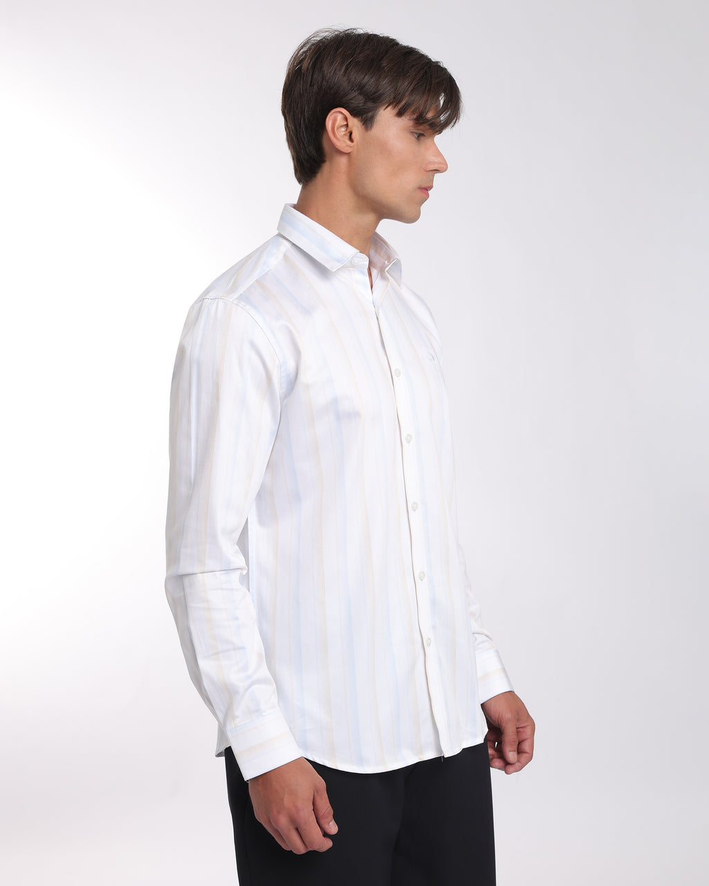 Ivory Striped Classic Fit Shirt
