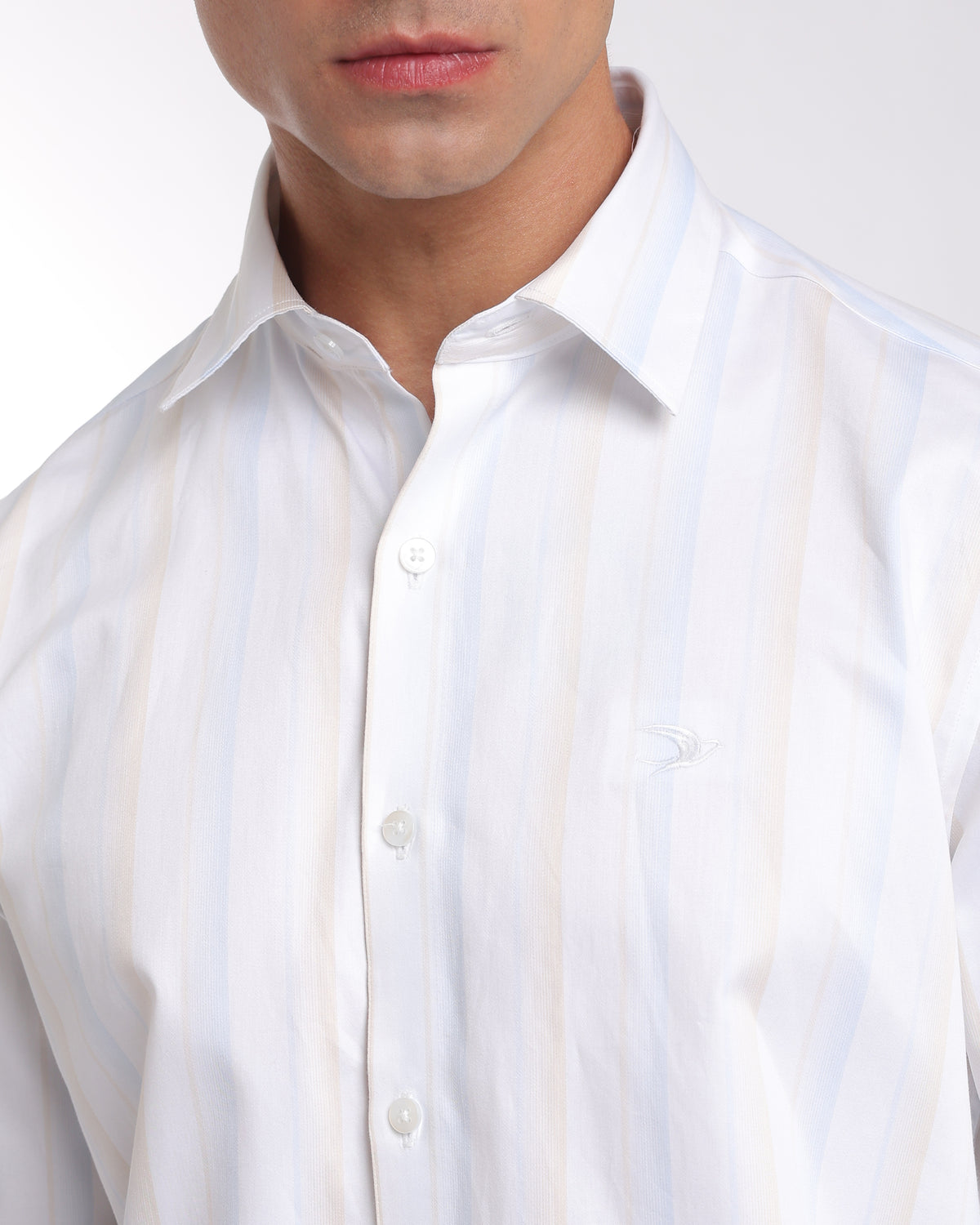 Ivory Striped Classic Fit Shirt