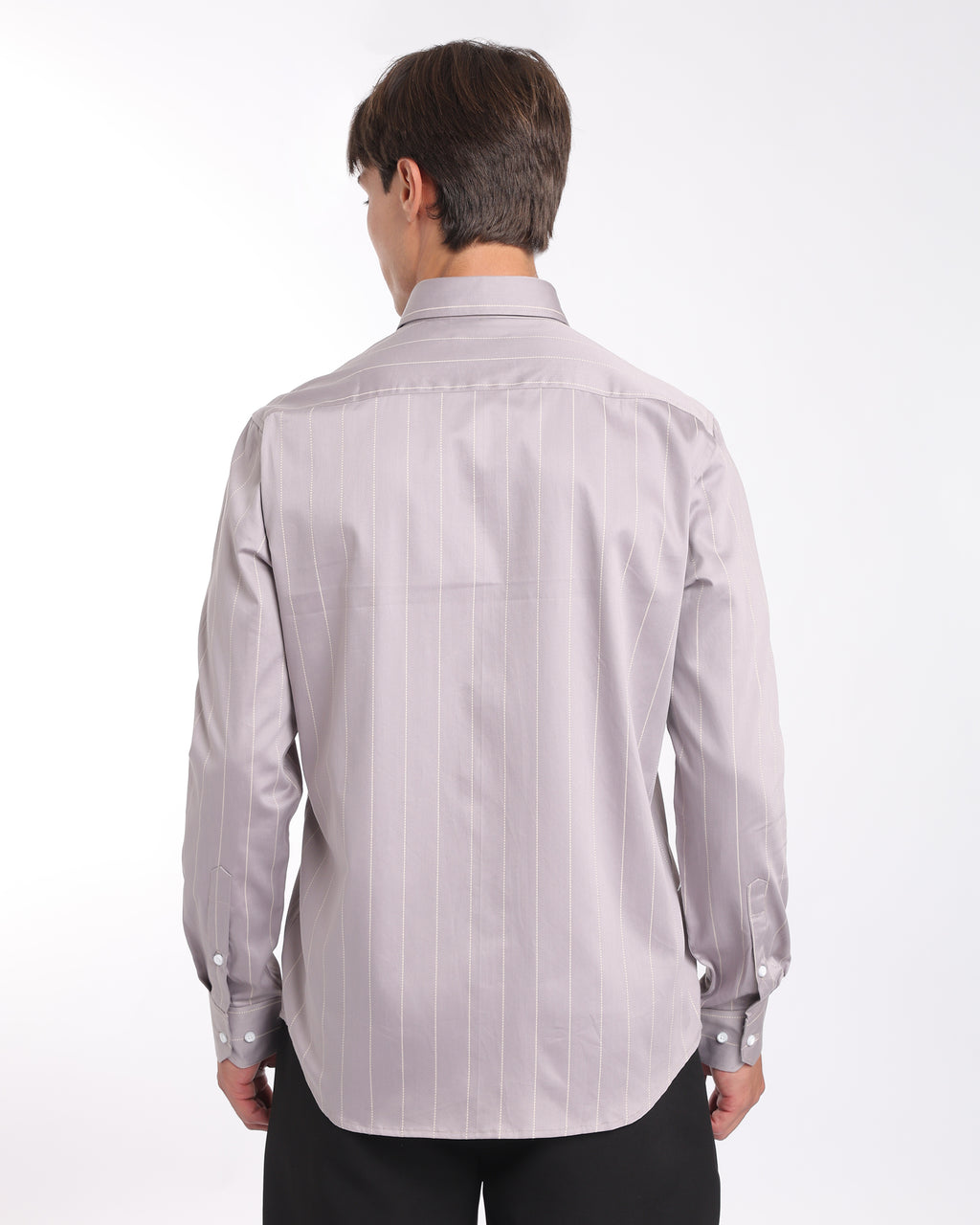 Mauve Grey Striped Classic Fit Shirt