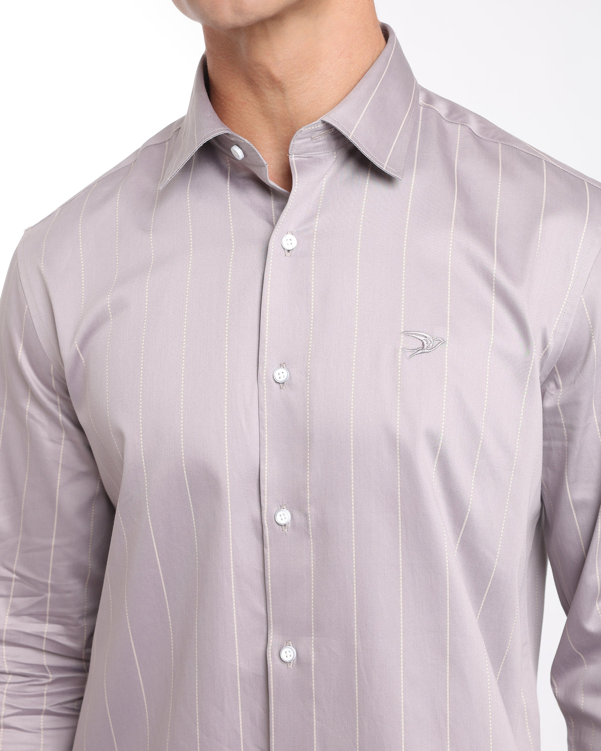 Mauve Grey Striped Classic Fit Shirt