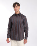 Burgundy Navy Striped Classic Fit Shirt