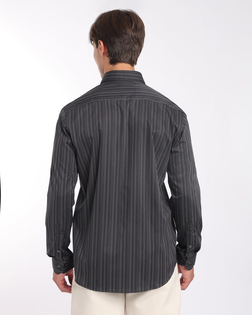 Charcoal Striped Classic Fit Shirt