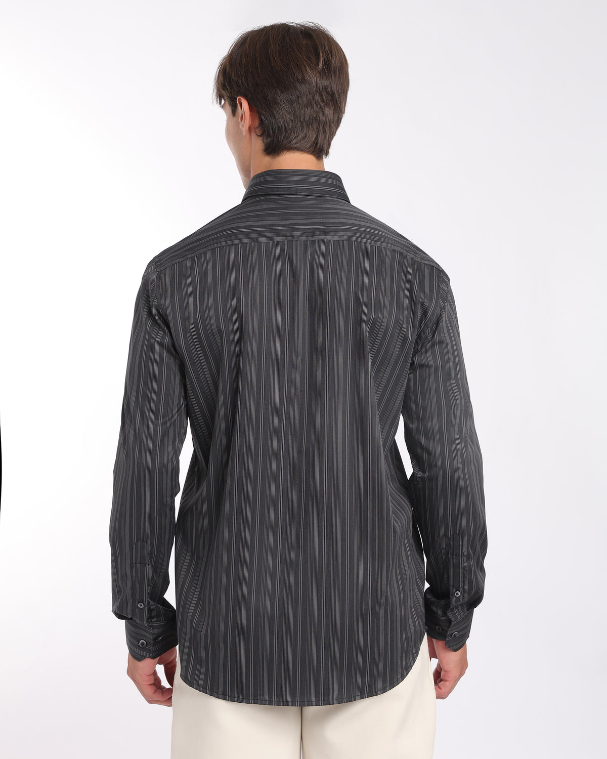 Charcoal Striped Classic Fit Shirt