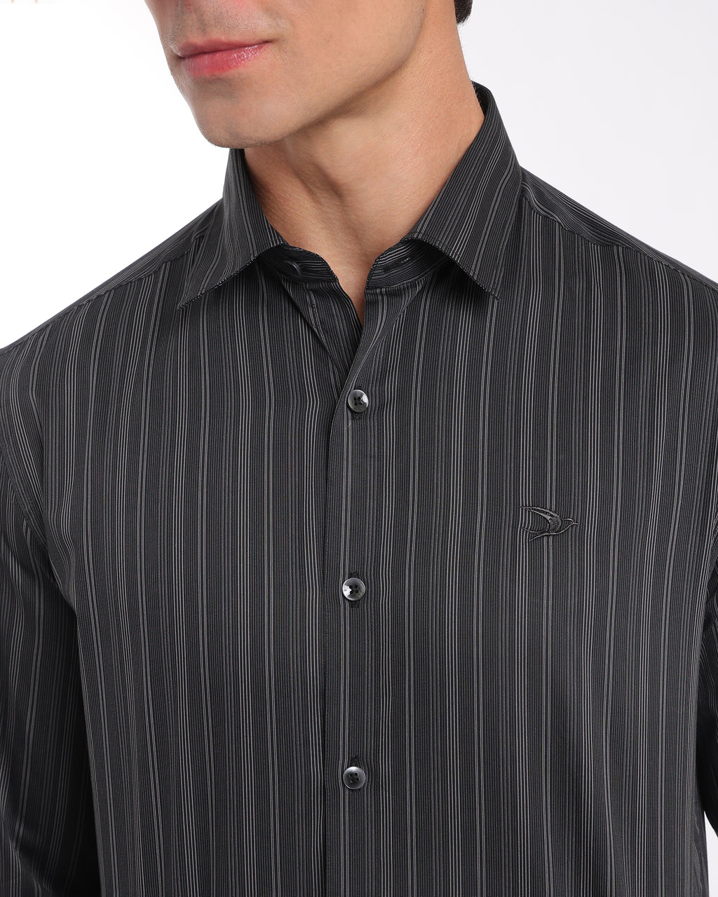 Charcoal Striped Classic Fit Shirt