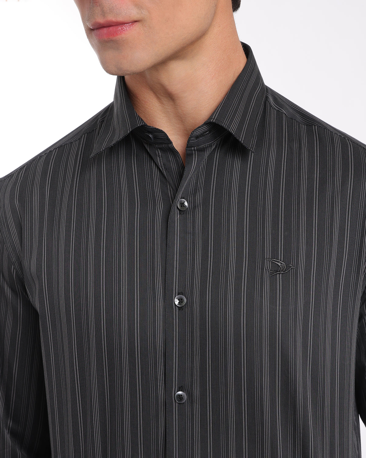 Charcoal Striped Classic Fit Shirt