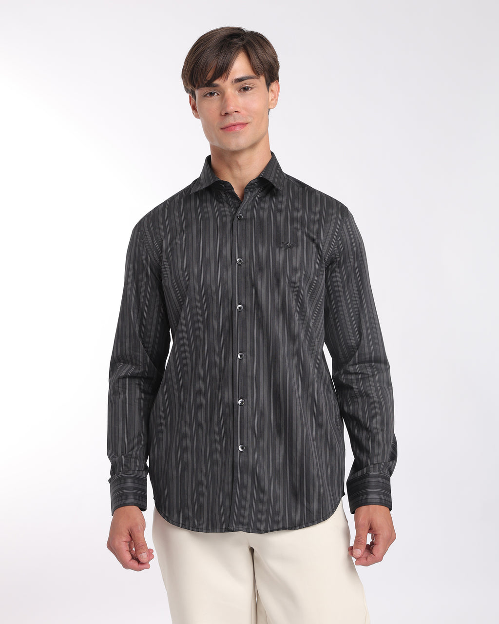 Charcoal Striped Classic Fit Shirt