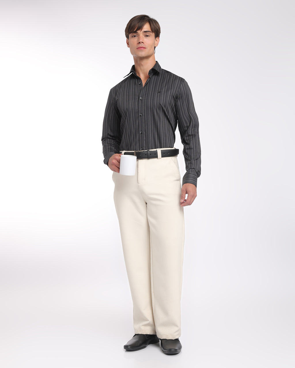 Charcoal Striped Classic Fit Shirt